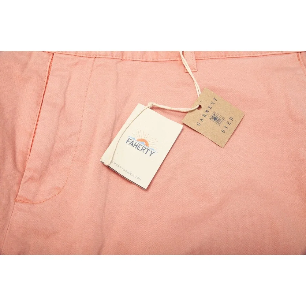 Faherty Stretch Chino Shorts Mens 42 Coral Pink Garment Dyed MBC0017COR New